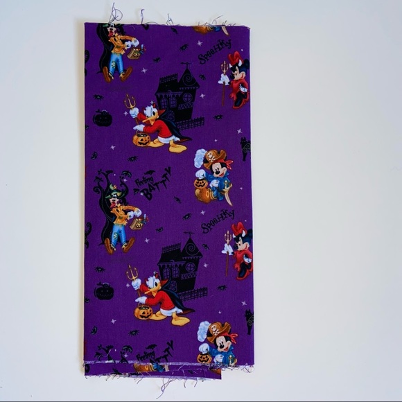 Disney Minnie Mickey Mouse Spooky Halloween Fabric 1/3 Yard 12x44 Purple/Multi - Picture 3 of 8